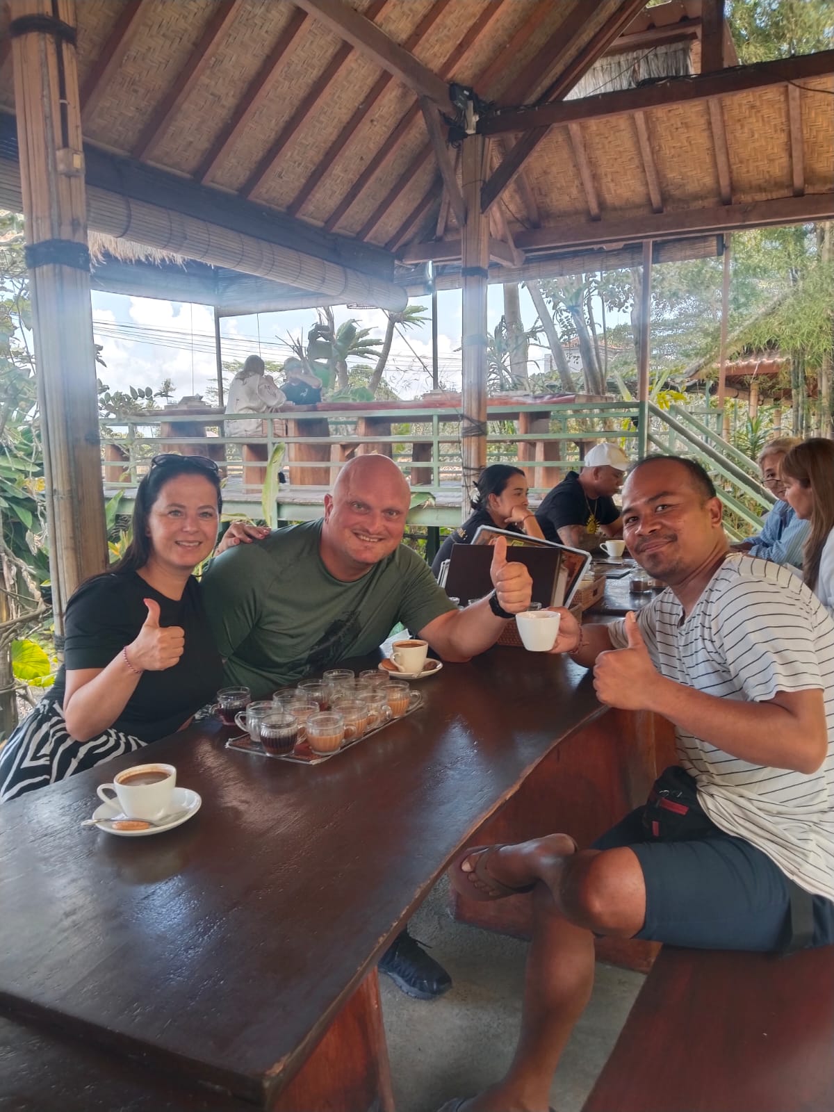Guests enjoying a coffee tasting on a custom Bali tour